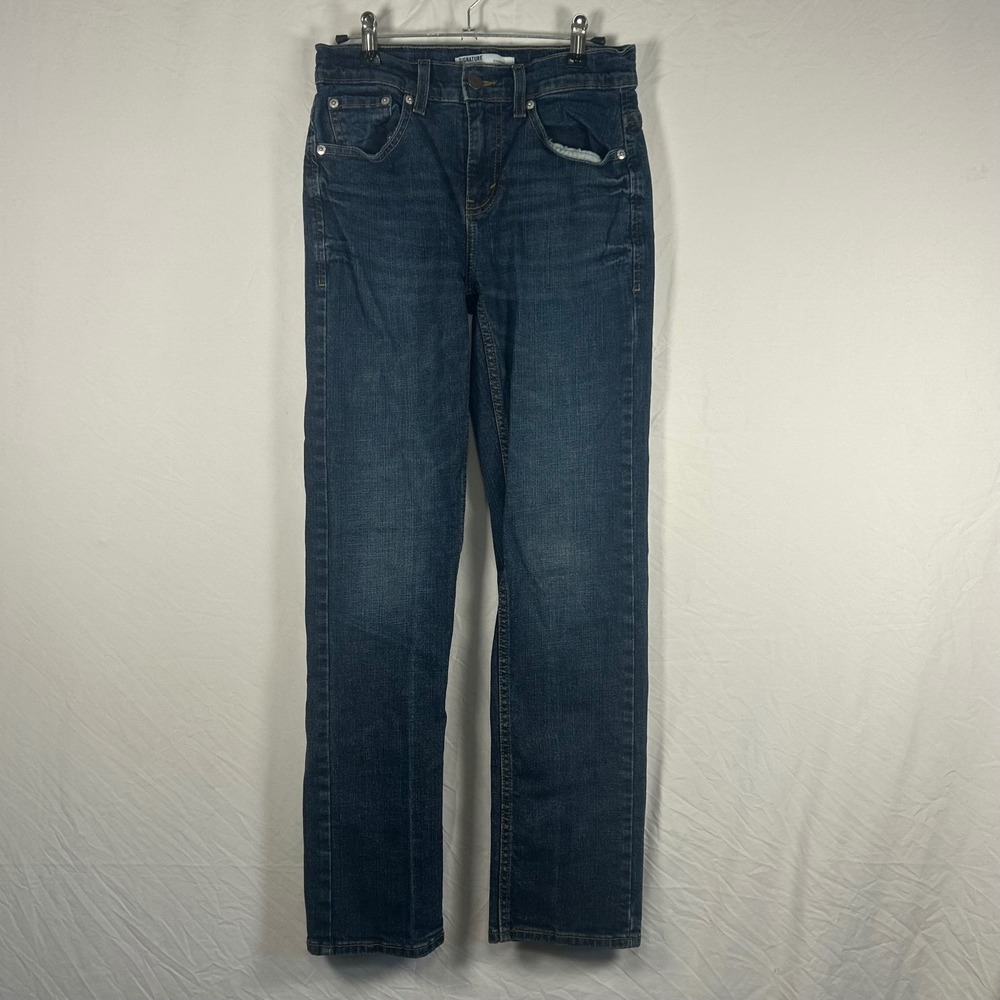 Signature by Levi Strauss Jeans Boys 14 Reg Dark Blue Straight Leg Stretch Denim